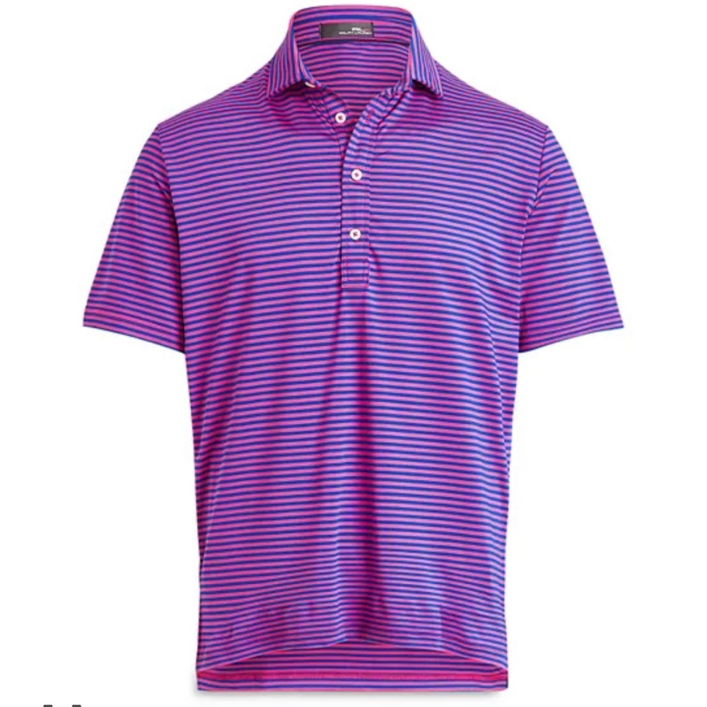 RLX Ralph Lauren X Series Golf Polo Pink Blue Striped Performance Shirt Men’s M - Picture 4 of 16